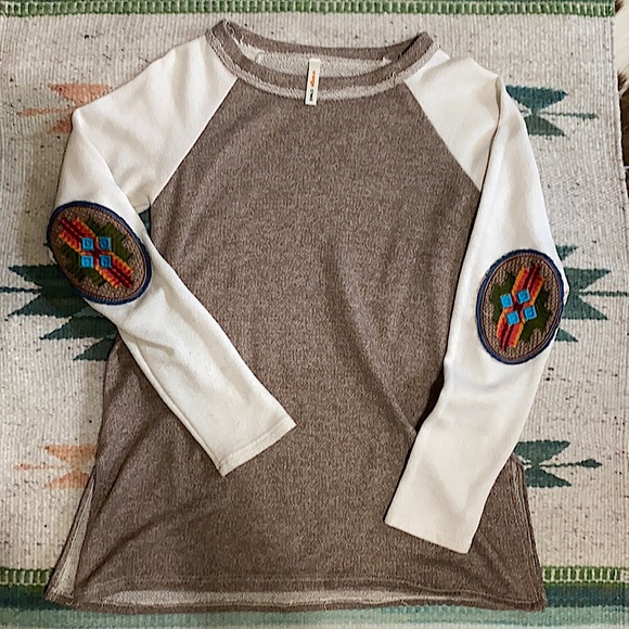 orange creek Sweaters - Aztec crew neck sweatshirt with elbow patches